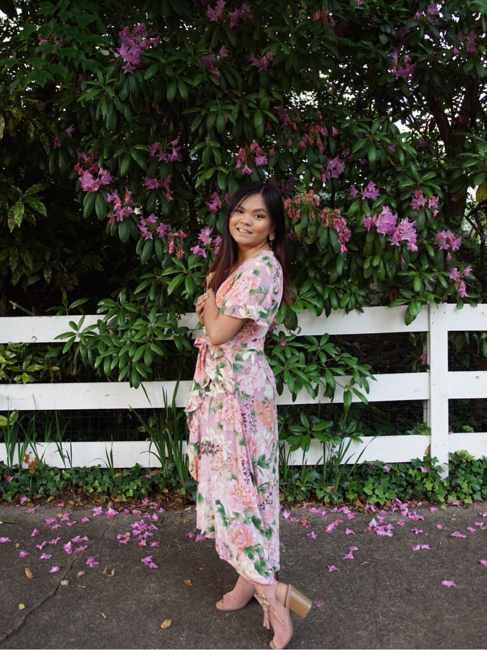 *Knockoff* Spell Lily Dress in Lilac (Floral Faux Wrap Flutter Hem Midi) - Picture 5 of 5